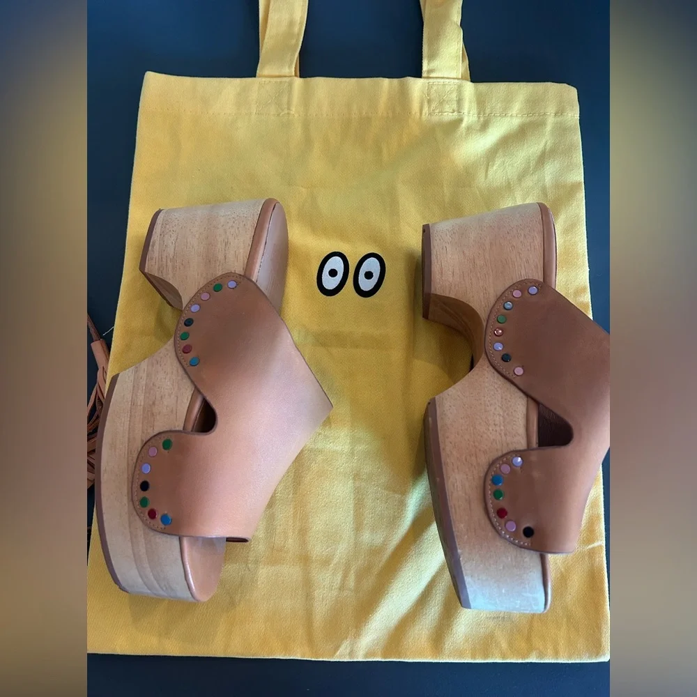 Charlotte Stone Tan Clog style Sandals - Picture 5 of 9